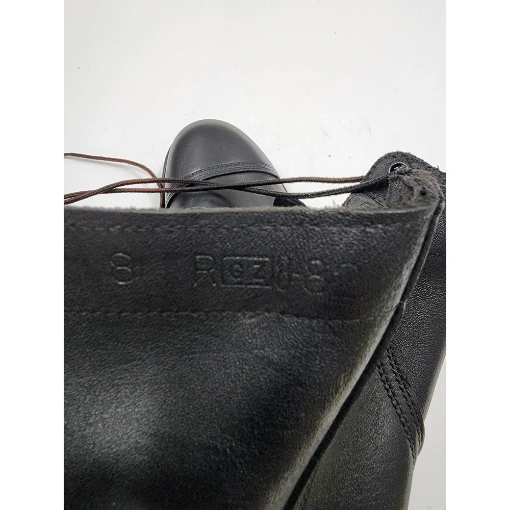 Vintage Black Leather Military Paratrooper Combat Boots Cap Toe Mens Size 8 R